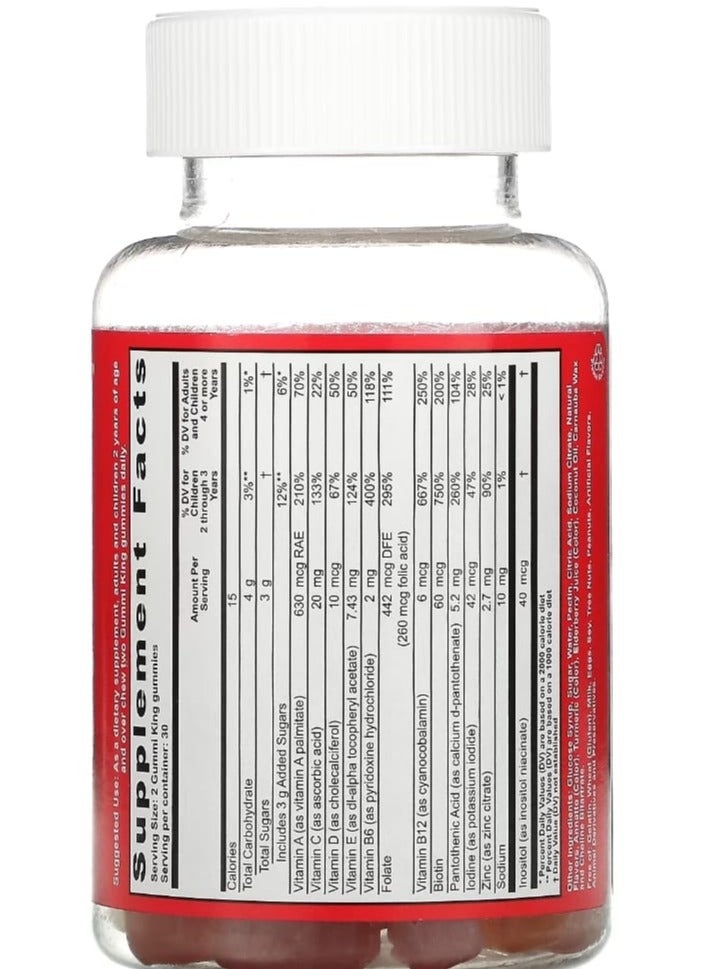Multi Vitamin + Mineral For Kids, Grape, Lemon, Orange Strawberry And Cherry 60 Gummies