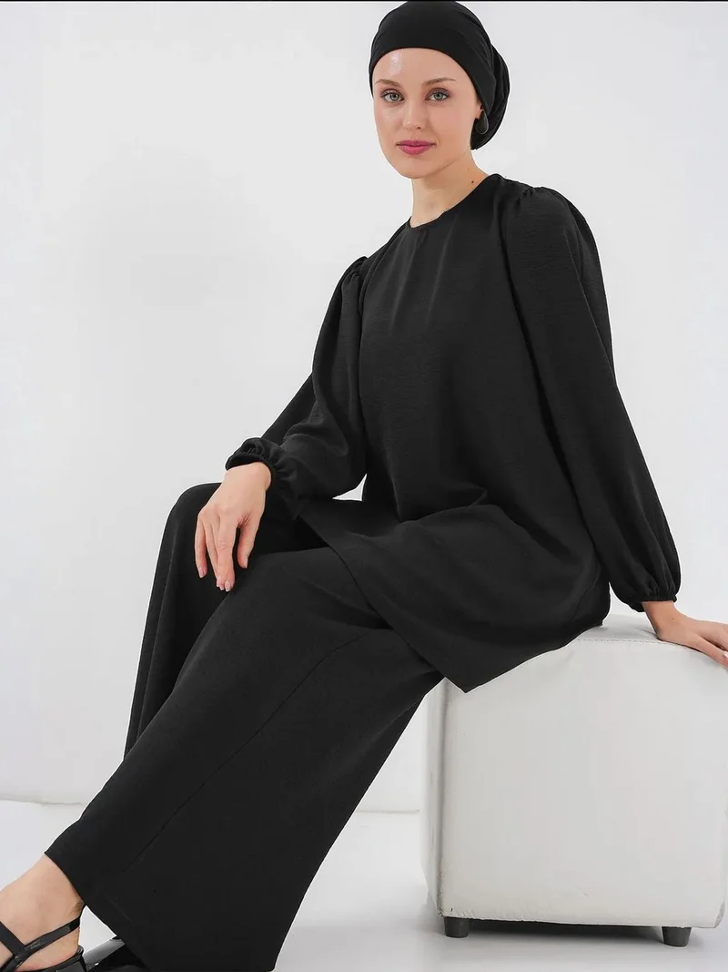 BDART Textured Long Sleeve Crew Neck Two-Piece Coord Set