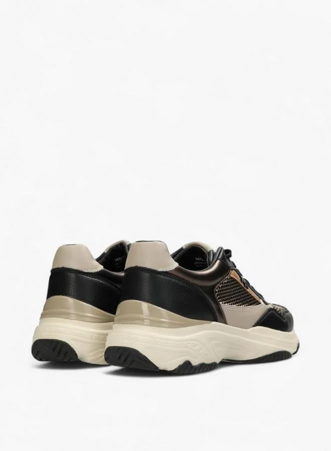 MEXX BROWN Mesh Panelled Lace-Up Sneakers for Women | Best Price UAE