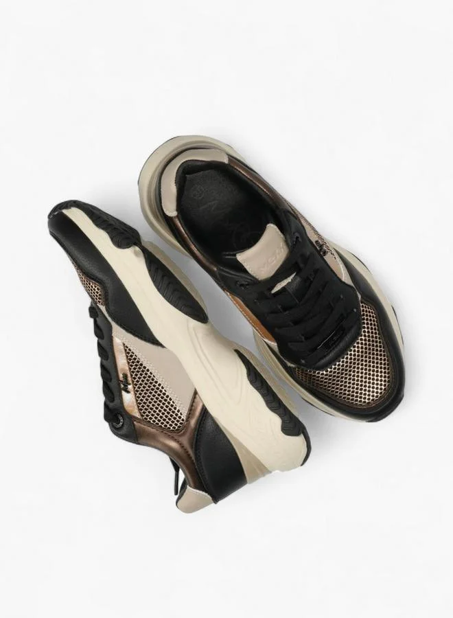 MEXX BROWN Mesh Panelled Lace-Up Sneakers for Women | Best Price UAE