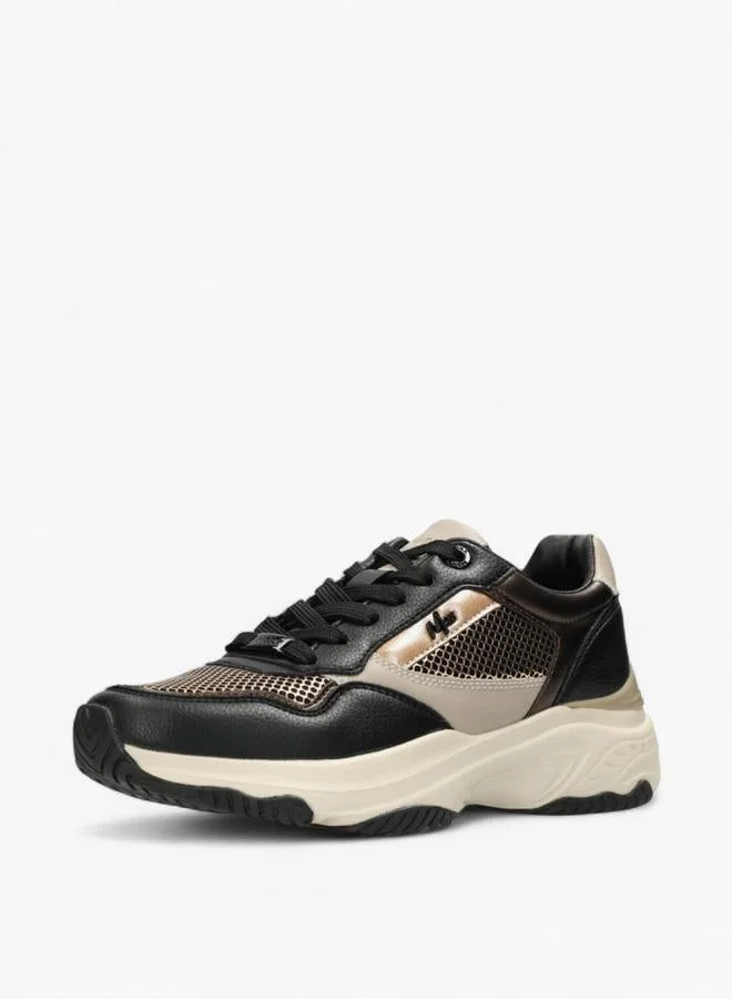 MEXX BROWN Mesh Panelled Lace-Up Sneakers for Women | Best Price UAE