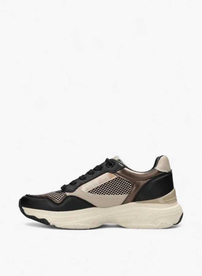 MEXX BROWN Mesh Panelled Lace-Up Sneakers for Women | Best Price UAE