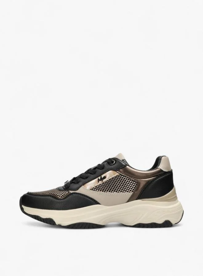 MEXX BROWN Mesh Panelled Lace-Up Sneakers for Women | Best Price UAE
