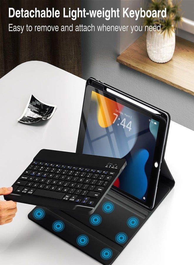 جراب لوحة مفاتيح OYEEICE لجهاز iPad من الجيل التاسع - غطاء لوحة مفاتيح لاسلكي قابل للفصل مع حامل قلم لجهاز iPad من الجيل التاسع/الثامن/السابع مقاس 10.2 بوصة، وiPad Pro مقاس 10.5 بوصة، وiPad Air من الجيل الثالث - أسود - Image 5