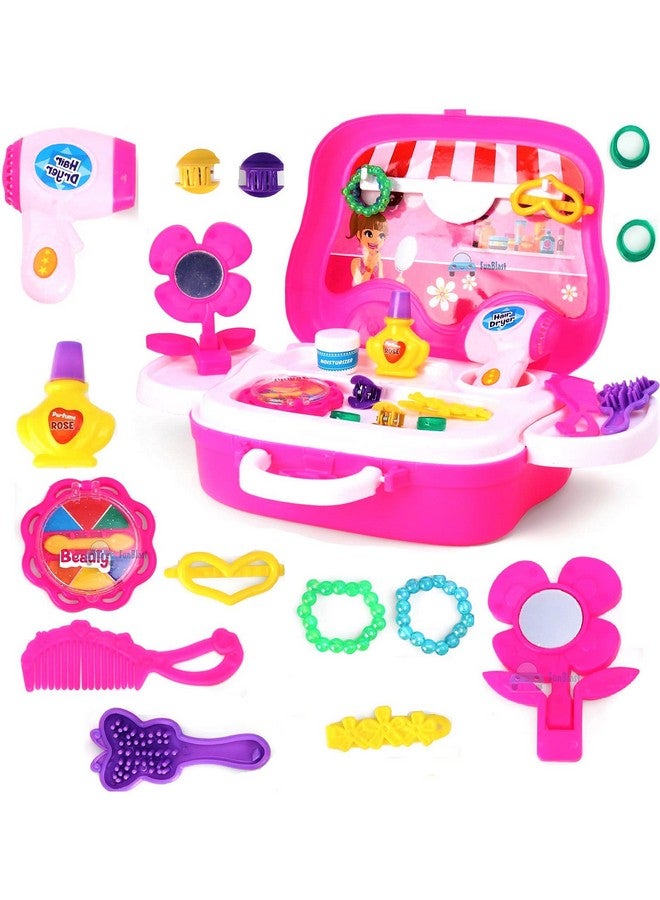 فنبلاست لعبة فن بلاست التظاهرية لمستحضرات التجميل والمكياج للأطفال البنات - ألعاب صالون التجميل للأطفال - (عبوة من 16 قطعة) - صنع في الهند - Image 1