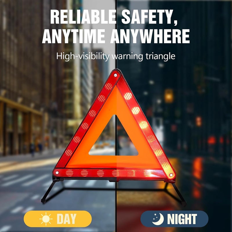 XOOL Triple Warning Triangle Emergency Warning Triangle Reflector Safety Triangle Kit Suitable for Roadside Emergencies, 3-Pack - Image 4