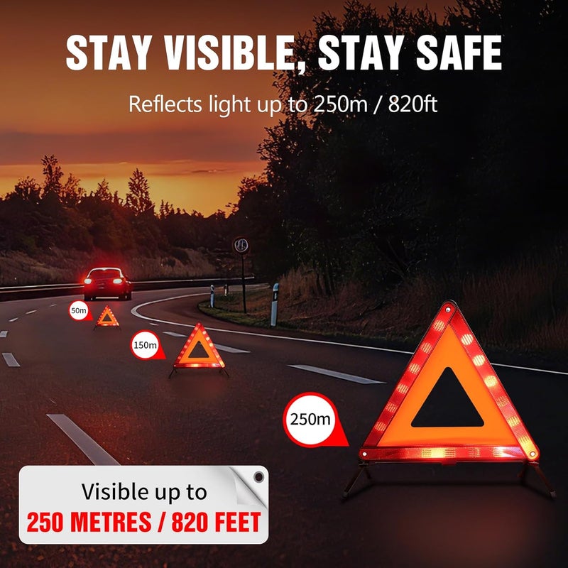 XOOL Triple Warning Triangle Emergency Warning Triangle Reflector Safety Triangle Kit Suitable for Roadside Emergencies, 3-Pack - Image 3