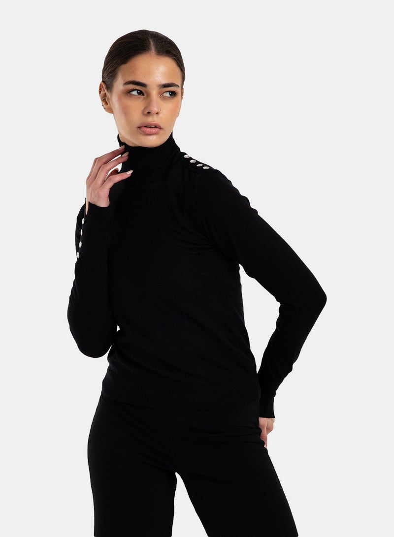 Clue Stitched Buttoned Slim Pullover - Image 3