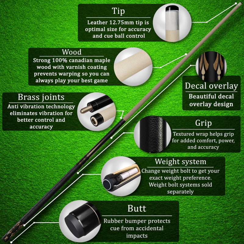 Serpion - Pool Cue Stick 100% Canadian Maple Wood. Professional Billiard Pool Cue Stick with Hard Case and Joint Protectors - Image 2