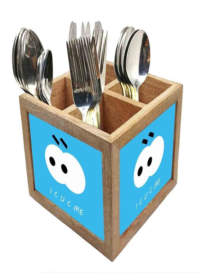 Nutcase Wooden Cutlery Stand Holder Silverware Caddy Spoons Forks Knives Organizer for Dining Table & Kitchen -Made in India-Spoons NOT Included - ICUC Me
