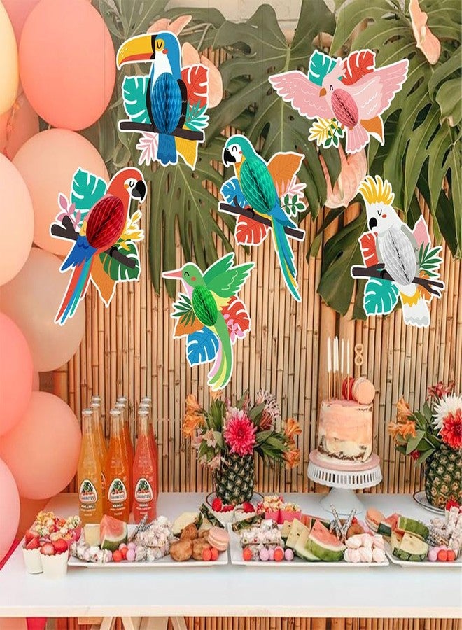 AnnoDeel Tropical Birds Honeycomb Cutouts, 6 Pcs Hawaiian Tropical Luau Party Decorations Summer Parrot Honeycomb Cutouts for Tiki Bar Home Classroom Supplies - Image 5