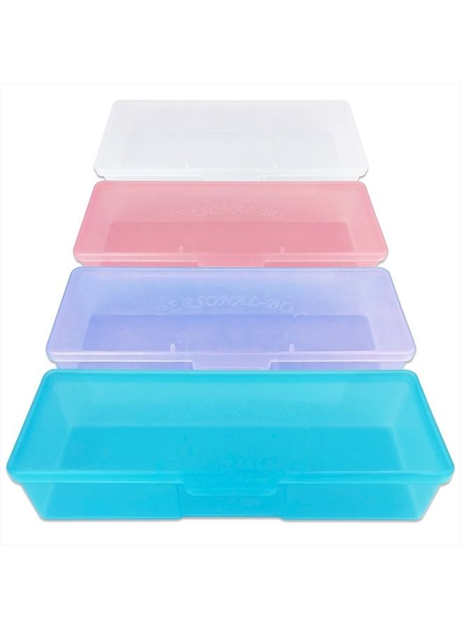 Beauticom Personal Box Storage Case for Professional Manicurist Nails Pedicure (Large Size) (4 Pieces Mix Color, Mix Color: Pink, Blue, Frosted, Purple) - Image 1