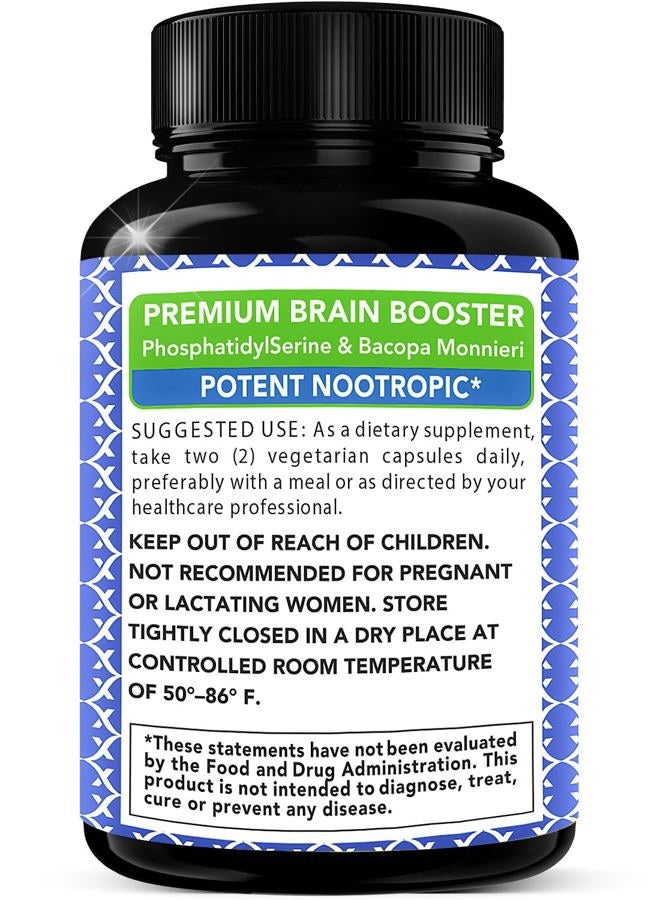 X Gold Health PhosphatidylSerine & Bacopa Monnieri 400 mg 2 in 1 Supplement - Natural Brain Enhancer/Nootropic for Enhanced Focus and Concentration, Memory Support, & Cognitive Function - 120 Vegetarian Capsules - Image 3