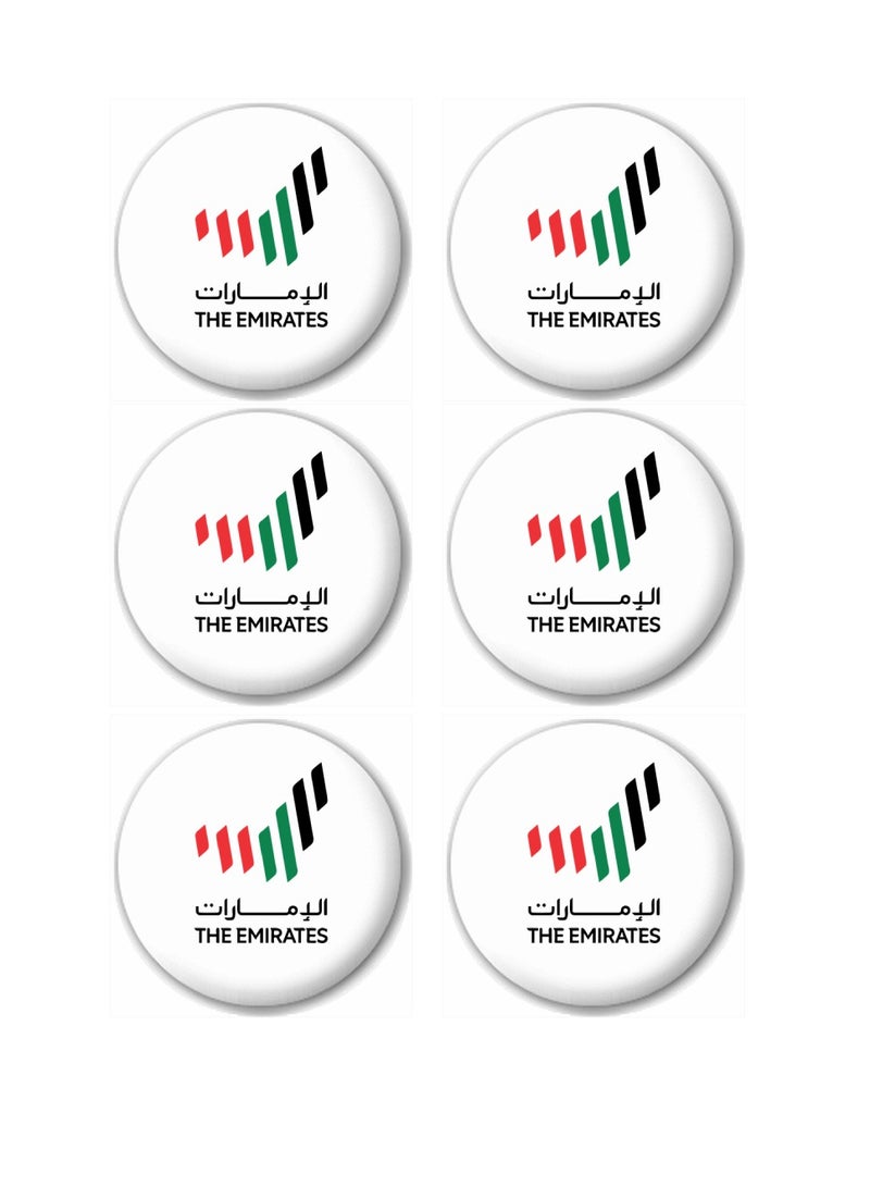 Yuwell Pack Of 6 Pcs The Emirates Logo Printed Round Pin Badge UAE National Day Badge For Adults And Kids - Image 1