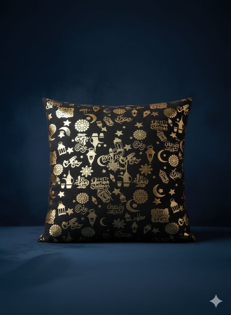 Printed velvet cushion, 2-piece set, Ramadan pillowcase, black 40*40cm