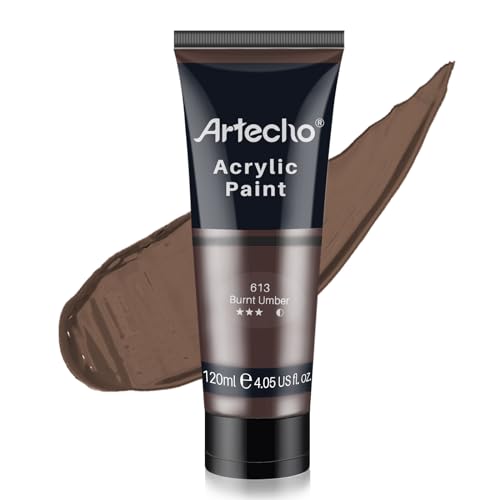 Artecho Acrylic Paint, Burnt Umber Paint (120ml / 4.05oz) Tubes, Art Craft Paints for Canvas, Rock, Stone, Wood, Fabric, Art Supplies - Image 1