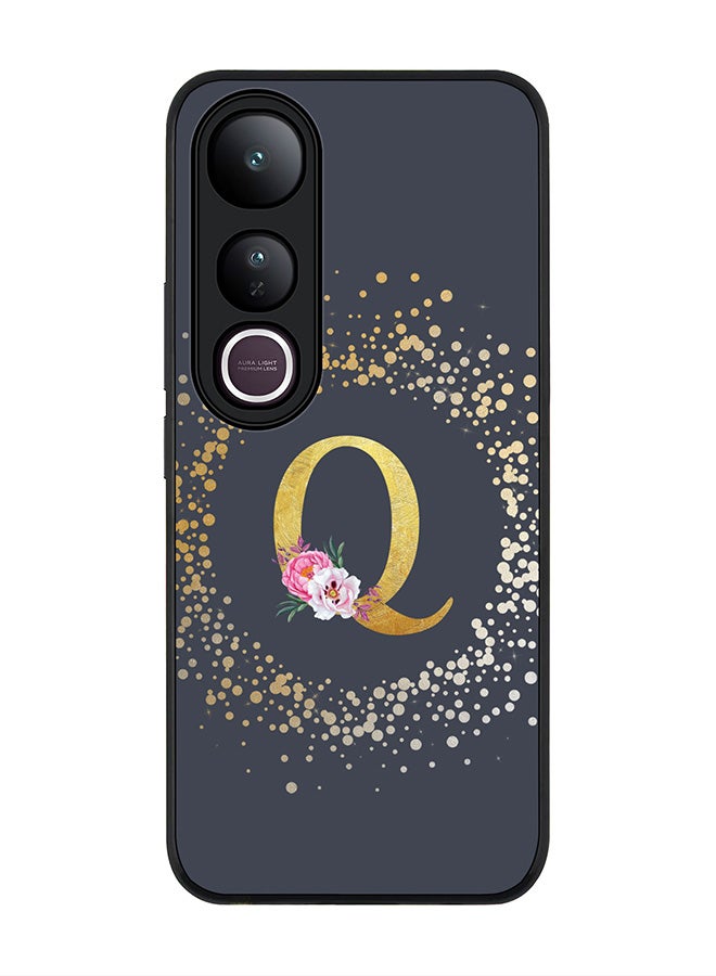 Stylizedd For vivo V50 Lite Case,Slim fit Camera Protection, Shockproof Thin Phone cover  - Custom Monogram Floral - Q  (Grey )