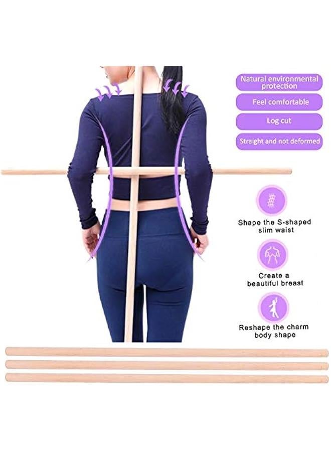 Generic 3 Pcs Yoga Stick, Open Shoulder Correct Hunchback Stick, with Environmental Wood Material, Body Training Fitness for Yoga Assist, 2x70cm - Image 2