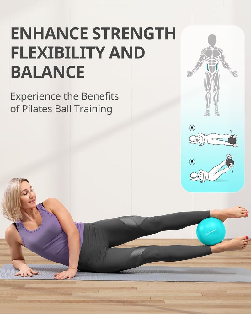 Trideer 9-Inch Pilates Ball, Small Exercise Ball for Yoga, Core Training, Physical Therapy, Balance, Stability and Stretching Pilates Equipment with Inflation Straw - Image 2