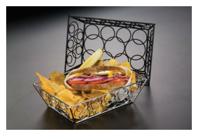 American Metalcraft EBB59B Steel Rectangular Wire Loop-D-Loop Bread Basket, Small, 9" L x 6" W x 2.5" H, Black - Image 2