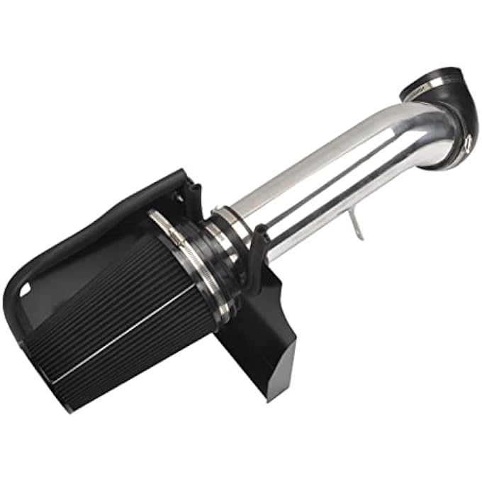 ريحني نظام سحب الهواء البارد بأربع وحدات درع حراري متوافق مع 19992006 GmcChevy V8 48L53L60L سيلفرادو 150025003500 الفضة السوداء - Image 2