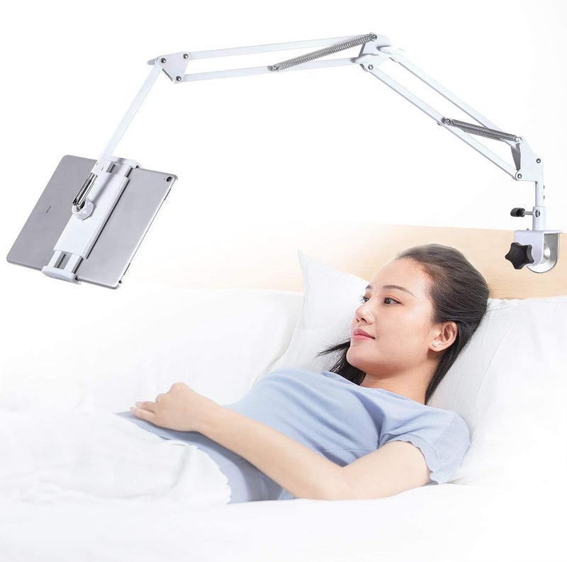SAMHOUSING Tablet Stand Adjustable,Foldable Tablet Stand for Bed, Aluminum Universal Flexible Tablet Holder with 360 Degree Rotation for iPad/iPhoneX/iPad Pro/N-Switch,or Other 4.5~12.9 Inches Devices (White) - Image 1