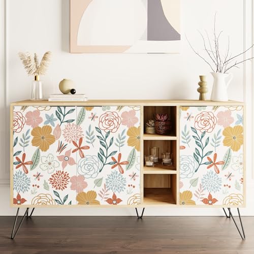 WENMER Floral Peel and Stick Wallpaper 17.71”×118”Boho Floral Wallpaper Pink Floral Contact Paper Self Adhesive Removable Wallpaper for Bathroom Cabinet Decorative - Image 4
