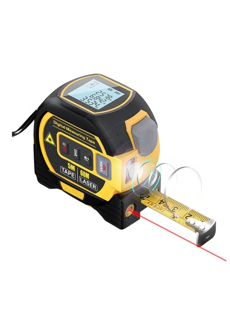 3in1 Laser Rangefinder 5m Tape Measure Ruler LCD Display with Backlight Distance Meter Building Measurement Device Area Volumes Surveying Equipment  - Image 1