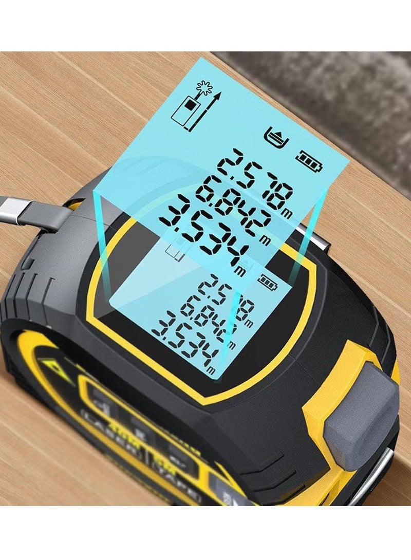 3in1 Laser Rangefinder 5m Tape Measure Ruler LCD Display with Backlight Distance Meter Building Measurement Device Area Volumes Surveying Equipment  - Image 4