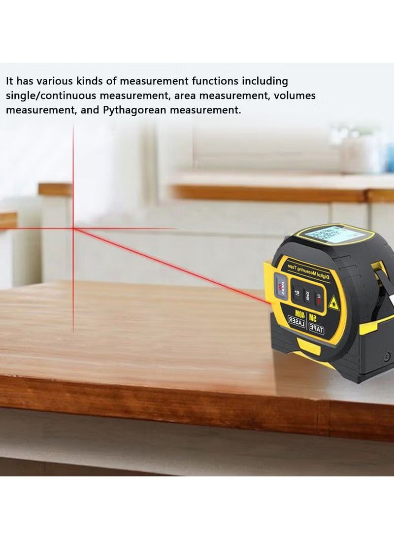 3in1 Laser Rangefinder 5m Tape Measure Ruler LCD Display with Backlight Distance Meter Building Measurement Device Area Volumes Surveying Equipment  - Image 5