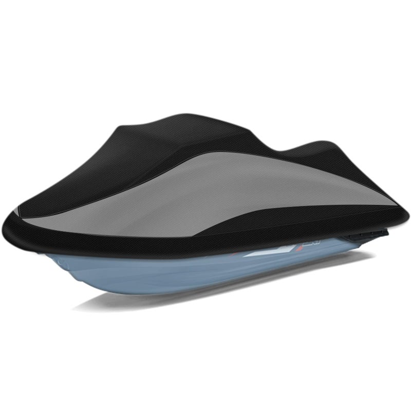 Tokept Trailerable Jet Ski Cover 300D Heavy Duty Waterproof PWC Cover with Reflective Strip Vents Fits Seadoo Yamaha GTX Kawasaki Honda Polaris 3 Seater 136 to 145 L BlackGrey - Image 2