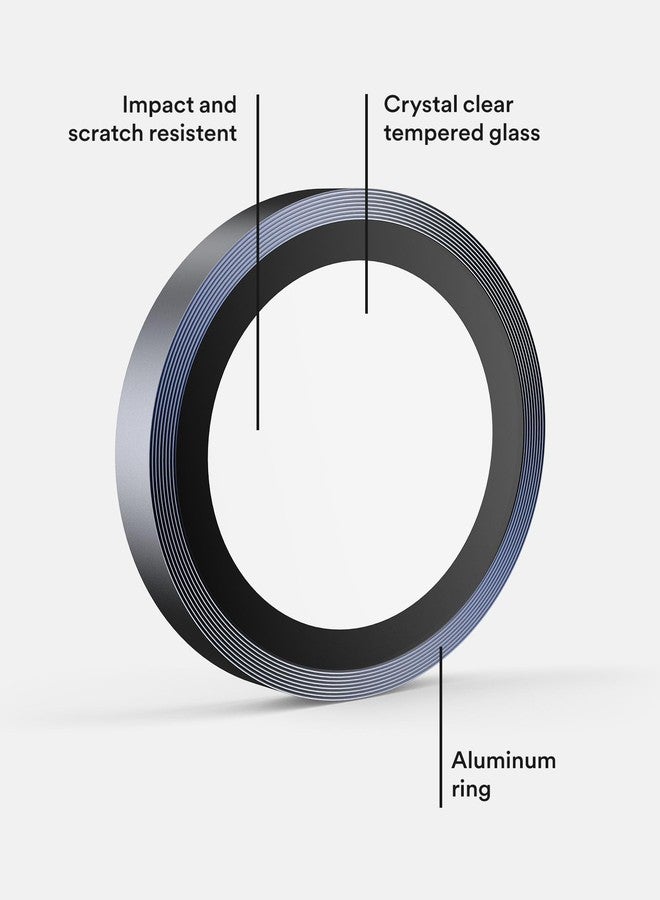 BodyGuardz Pure 3 Glass Camera Protector Compatible with iPhone 17 Pro/iPhone 17 Pro Max Camera Lens Protector, 9H Hardness Tempered Glass, Easy Install, Durable Aluminum Rings (Navy Metallic) - Image 3