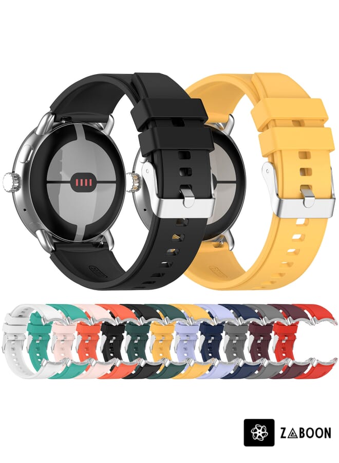 Zaboon Google Pixel Watch Metal Connector + Solid Color Silicone Watch Band - Image 3