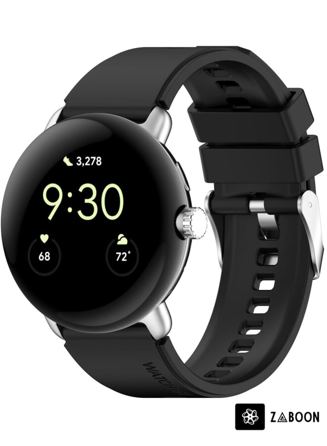 Zaboon Google Pixel Watch Metal Connector + Solid Color Silicone Watch Band - Image 1