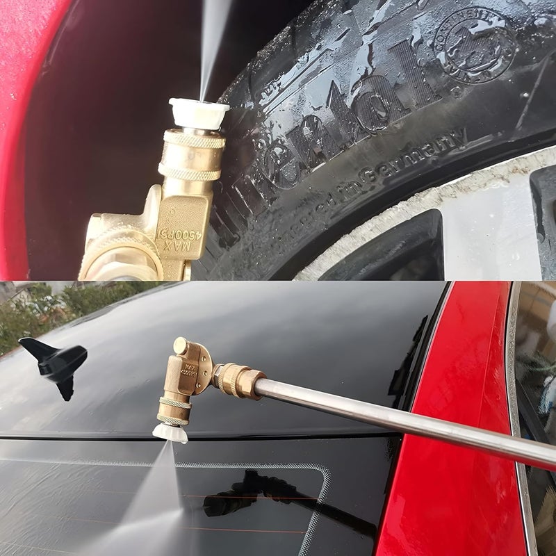 FT Tools فوهة بزاوية 90 درجة ثقيلة الوزن/موصل دوار، موصل سريع التحرير قابل للتعديل بزاوية متعددة (QRC) لغسالات الضغط وغسالات السيارات. (1/4 بوصة توصيل سريع، 4500 PSI) - Image 5