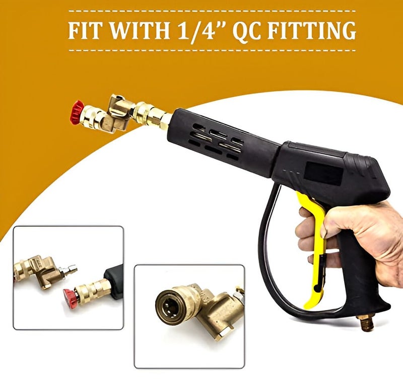 FT Tools فوهة بزاوية 90 درجة ثقيلة الوزن/موصل دوار، موصل سريع التحرير قابل للتعديل بزاوية متعددة (QRC) لغسالات الضغط وغسالات السيارات. (1/4 بوصة توصيل سريع، 4500 PSI) - Image 2