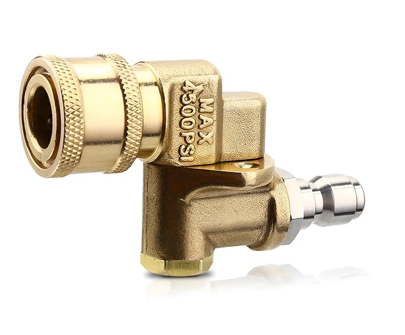 FT Tools فوهة بزاوية 90 درجة ثقيلة الوزن/موصل دوار، موصل سريع التحرير قابل للتعديل بزاوية متعددة (QRC) لغسالات الضغط وغسالات السيارات. (1/4 بوصة توصيل سريع، 4500 PSI) - Image 1