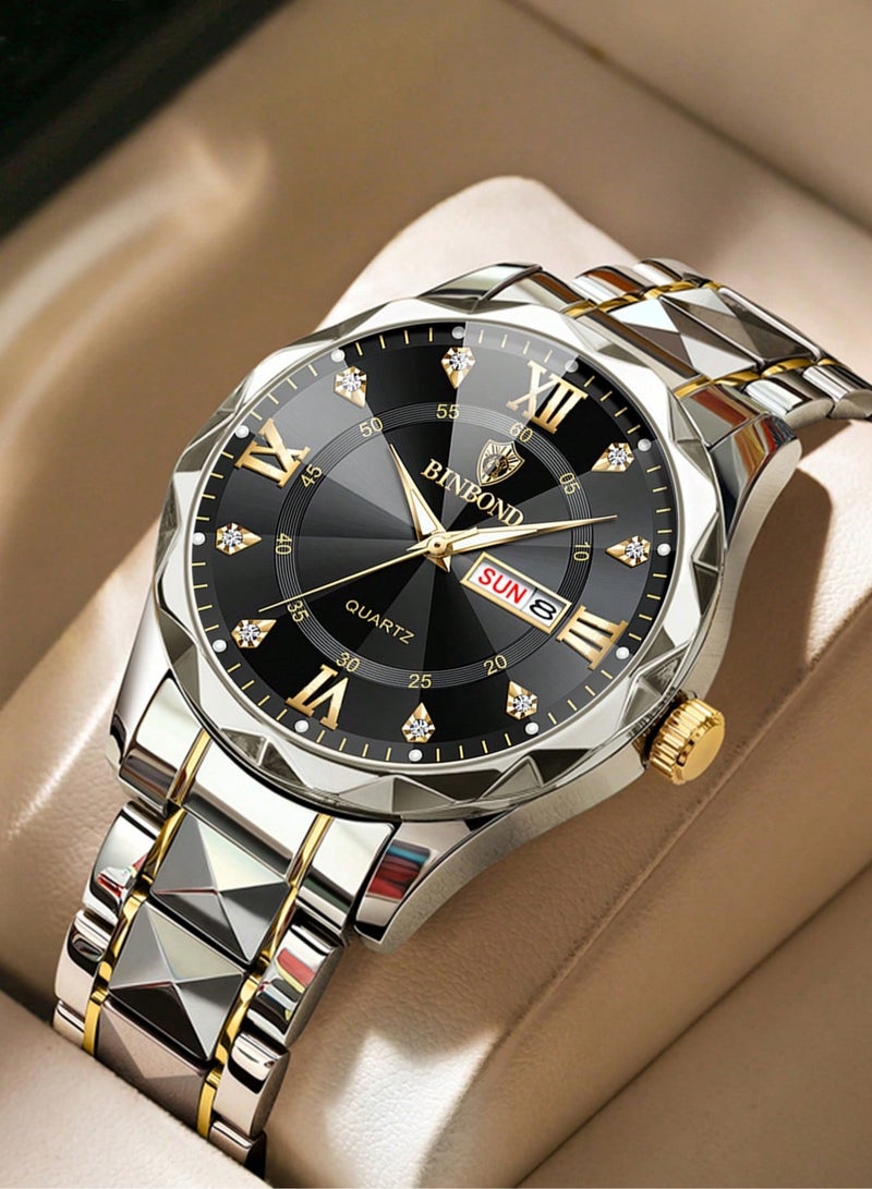 بينبوند ساعات رجالية كوارتز ساعة أفضل ماركة فاخرة موضة مقاومة للماء أسبوع تاريخ ساعة رياضية رجالية ساعة يد رجالية من الفولاذ المقاوم للصدأ - Image 1