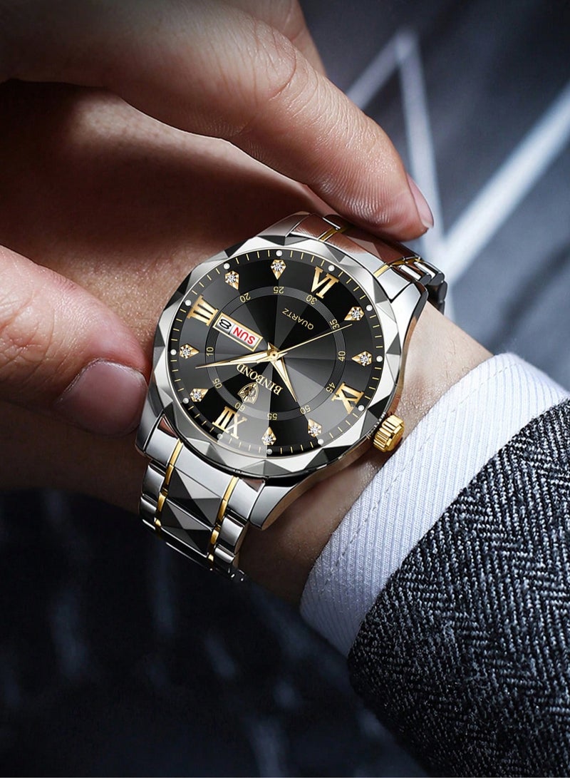 بينبوند ساعات رجالية كوارتز ساعة أفضل ماركة فاخرة موضة مقاومة للماء أسبوع تاريخ ساعة رياضية رجالية ساعة يد رجالية من الفولاذ المقاوم للصدأ - Image 2