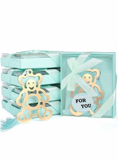 20 Pieces Baby Shower Favors for Guests Metal Bookmarks Guest Gifts for Baby Shower Birthday Bridal Shower Party Gifts Carnival Reward Little Bear Decorations Souvenirs with Individual Package (Blue)