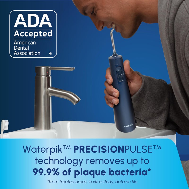 Waterpik Cordless Pulse Rechargeable Portable Water Flosser for Teeth, Gums, Braces Care and Travel with 2 Flossing Tips, Waterproof, ADA Accepted, WF-20 Blue, Packaging May Vary - Image 3
