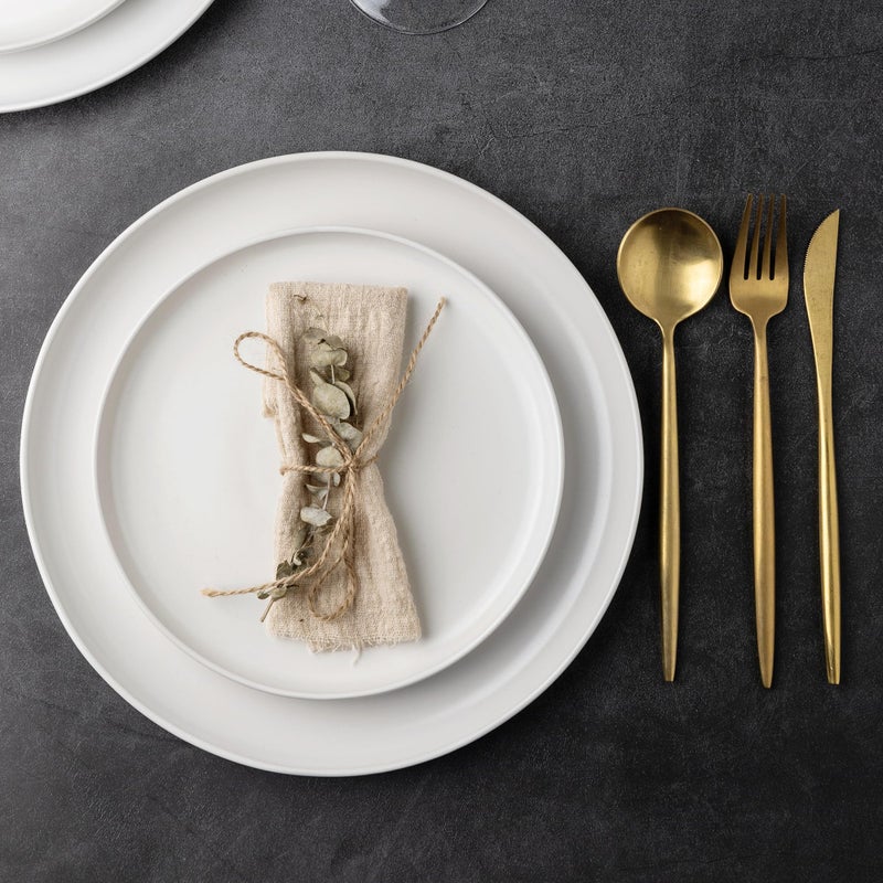 AmorArc Ceramic Dinnerware Sets, Wavy Rim Stoneware Plates and Bowls Sets, Highly Chip and Crack Resistant | Dishwasher & Microwave & Oven Safe Dishes set, Service for 4 (12pc) - Image 4