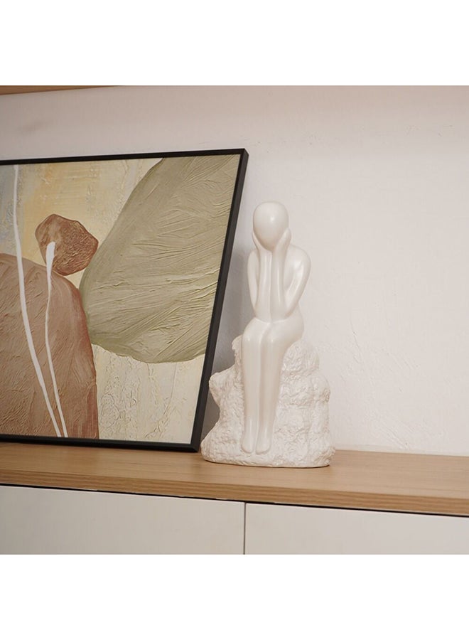 DANUBE HOME Liana Stoneware Thinking Person Decorative Sculpture, Modern Minimalist Stoneware Figurine for Home, Office, or Living Room Decor Accent and Artistic Centerpiece White 19X12X35Cm - Image 2