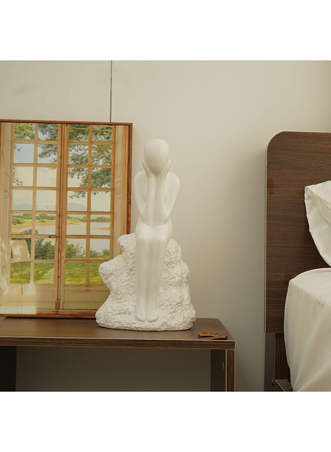 DANUBE HOME Liana Stoneware Thinking Person Decorative Sculpture, Modern Minimalist Stoneware Figurine for Home, Office, or Living Room Decor Accent and Artistic Centerpiece White 19X12X35Cm - Image 5
