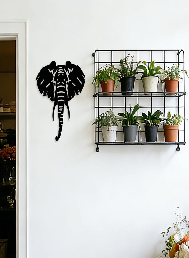 Maoerzai Elephant Metal Wall Art, Geometric Elephants Metal Sign, Durable Animal Head Wall Decor for Home & Kitchen, Black, 10 x 12 Inch - Image 3