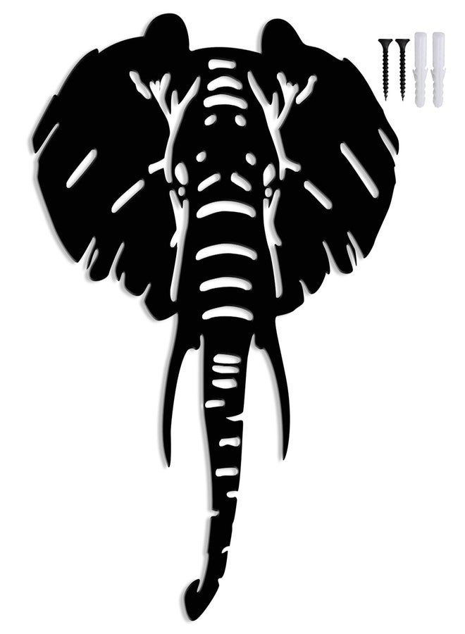 Maoerzai Elephant Metal Wall Art, Geometric Elephants Metal Sign, Durable Animal Head Wall Decor for Home & Kitchen, Black, 10 x 12 Inch - Image 4