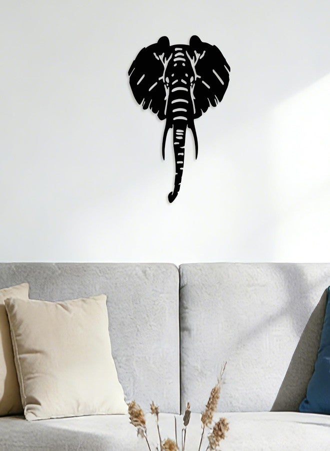 Maoerzai Elephant Metal Wall Art, Geometric Elephants Metal Sign, Durable Animal Head Wall Decor for Home & Kitchen, Black, 10 x 12 Inch - Image 2