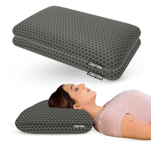 CareFoam Orthopedic Memory Foam Pillow for Comfortable Sleep, Neck & Shoulder Pain Relief with Removable Zipper Black Jacquard Cover 24 x 15 x 5 Inch Pack of 2 - Image 1