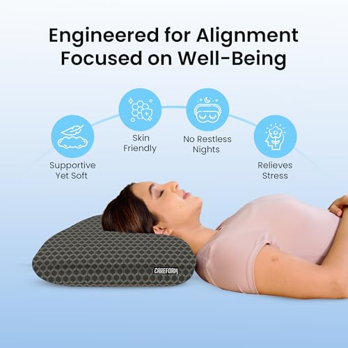 CareFoam Orthopedic Memory Foam Pillow for Comfortable Sleep, Neck & Shoulder Pain Relief with Removable Zipper Black Jacquard Cover 24 x 15 x 5 Inch Pack of 2 - Image 2