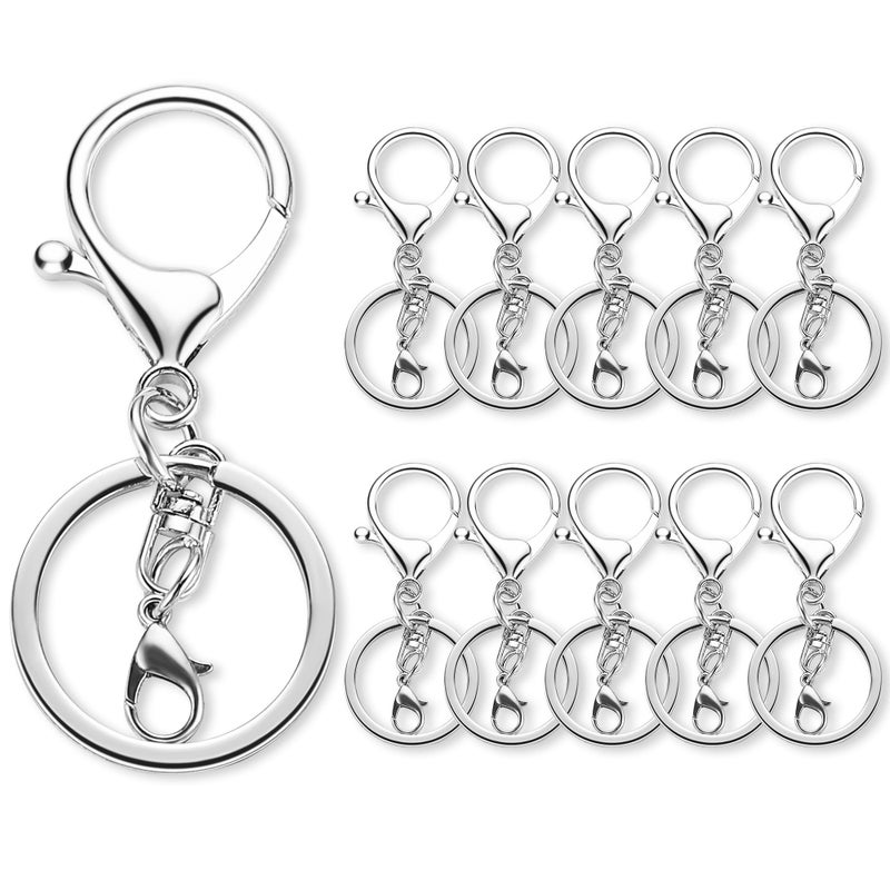 Gkeygo 10 Pack a Set Metal Lobster Claw Clasps and Key Rings, Key Chain Accessories, Keychain Making kit for Keys, Art Crafts, Jewelry Making, Silver - Image 1